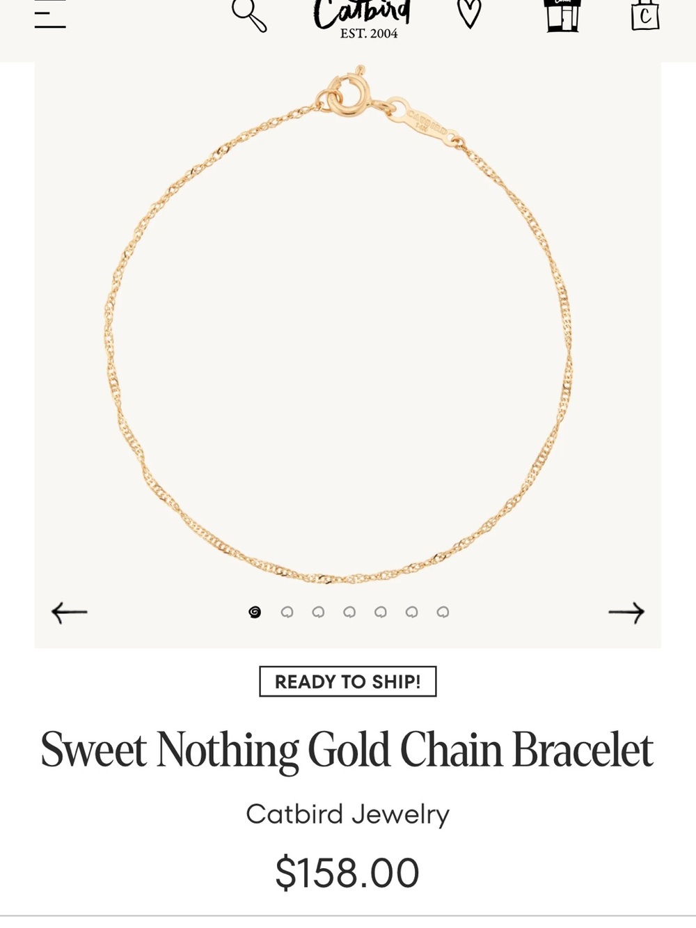 Catbird Sweet Nothing Gold Chain Bracelet